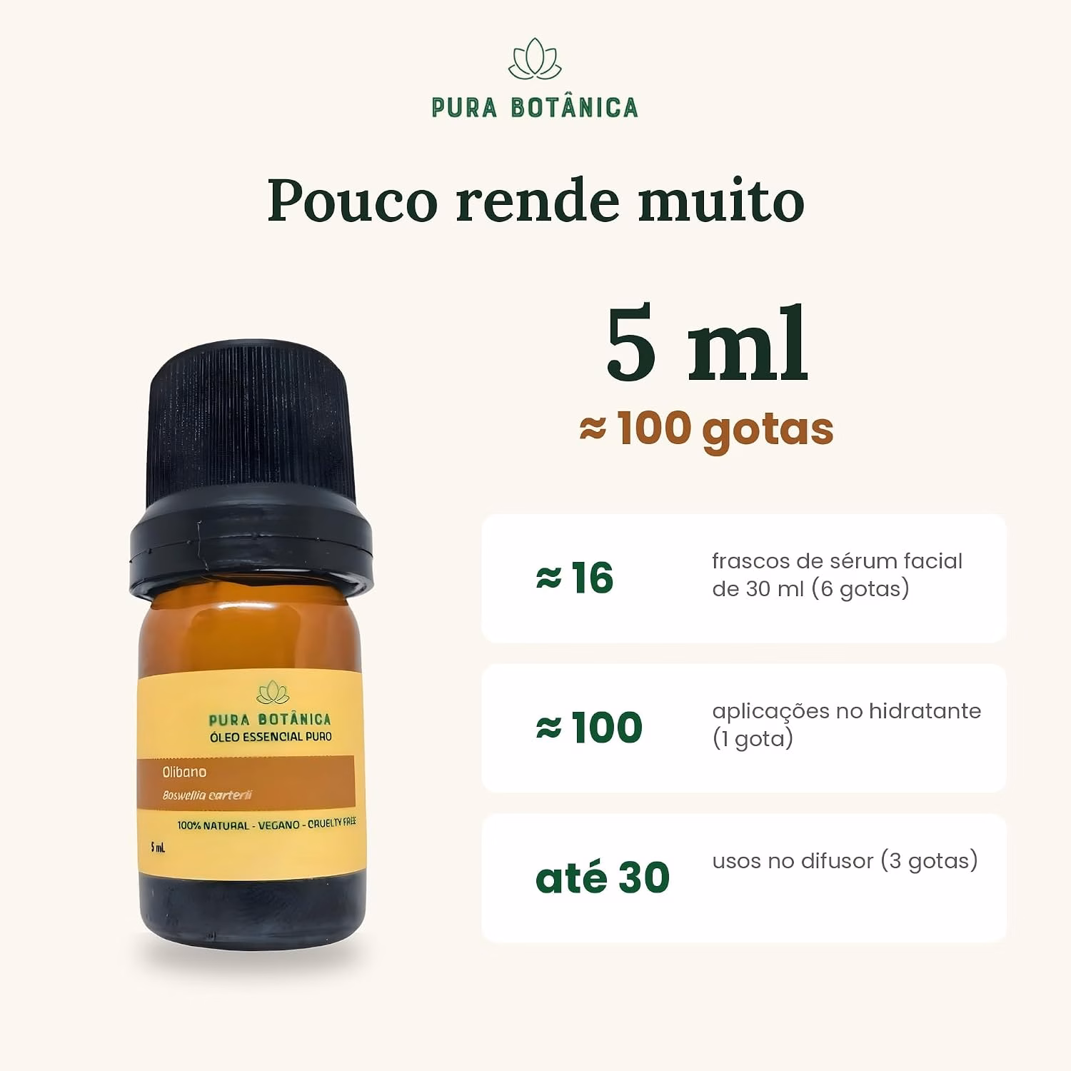Óleo Essencial de Olíbano (Frankincense) 5 mL Pura Botânica